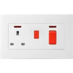 Aulmo 45A DP elektrik açarı + 13A elektrik yuvası K30 seriyası K3136 neon ilə – Ağ