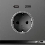 Aulmo 16A alman elektrik yuvası + USB + Type-C L50 seriyası L5118/USB – Boz