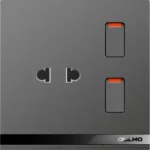 Aulmo 2 modullu elektrik açarı + 1 modullu elektrik yuvası L50 seriyası L5126 – Boz vaviensiz