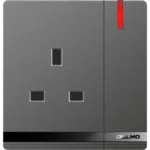 Aulmo 13A 1 modullu elektrik açarı + 1 modullu elektrik yuvası L50 seriyası T-L5098/1 neon ilə – Boz